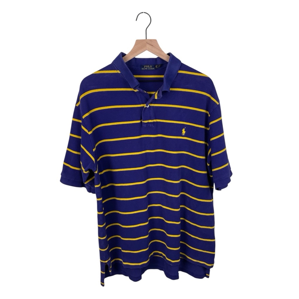 Vintage 90s Polo Ralph Lauren Shirt Size XL Tall Purple Yellow Stripe Preppy